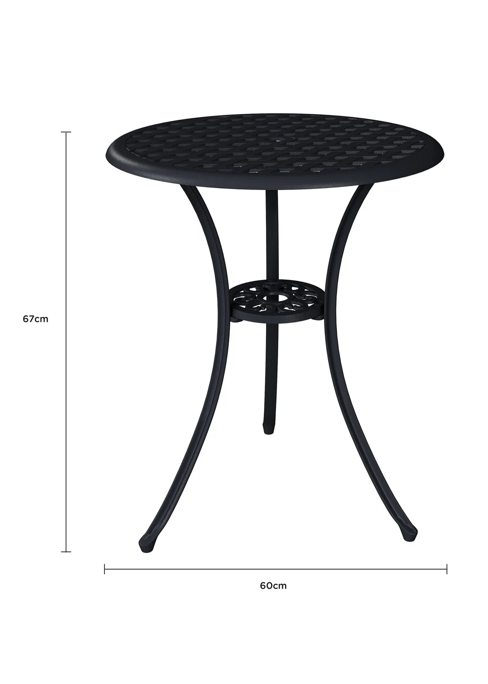 Charles Bentley Furniture Cast Aluminium Bistro Set Black Table & 2 Arm Chairs (3 Piece) - One Size Image 6