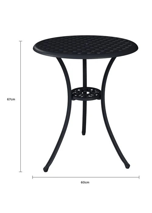 Charles Bentley Furniture Cast Aluminium Bistro Set Black Table & 2 Arm Chairs (3 Piece) - One Size Image 6