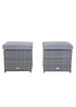 Charles Bentley Garden Outdoor Pair of Rattan Grey Footstools (H37 x L45 x W45cm) - One Size Image 4