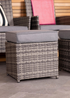 Charles Bentley Garden Outdoor Pair of Rattan Grey Footstools (H37 x L45 x W45cm) - One Size Image 1