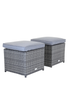 Charles Bentley Garden Outdoor Pair of Rattan Grey Footstools (H37 x L45 x W45cm) - One Size Image 3