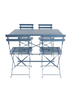 Charles Bentley Rectangular Folding Metal Navy Grey Dining Set (4 Seater) - One Size Image 3