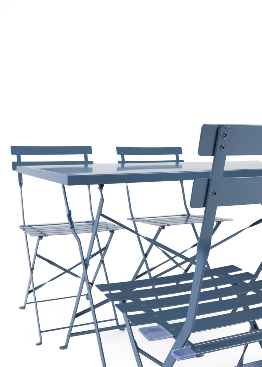 Charles Bentley Rectangular Folding Metal Navy Grey Dining Set (4 Seater) - One Size Image 4