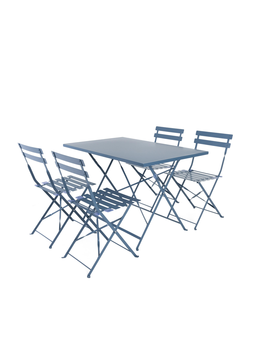 Charles Bentley Rectangular Folding Metal Navy Grey Dining Set (4 Seater) - One Size Image 1