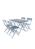 Charles Bentley Rectangular Folding Metal Navy Grey Dining Set (4 Seater) - One Size Image 1