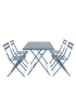 Charles Bentley Rectangular Folding Metal Navy Grey Dining Set (4 Seater) - One Size Image 2