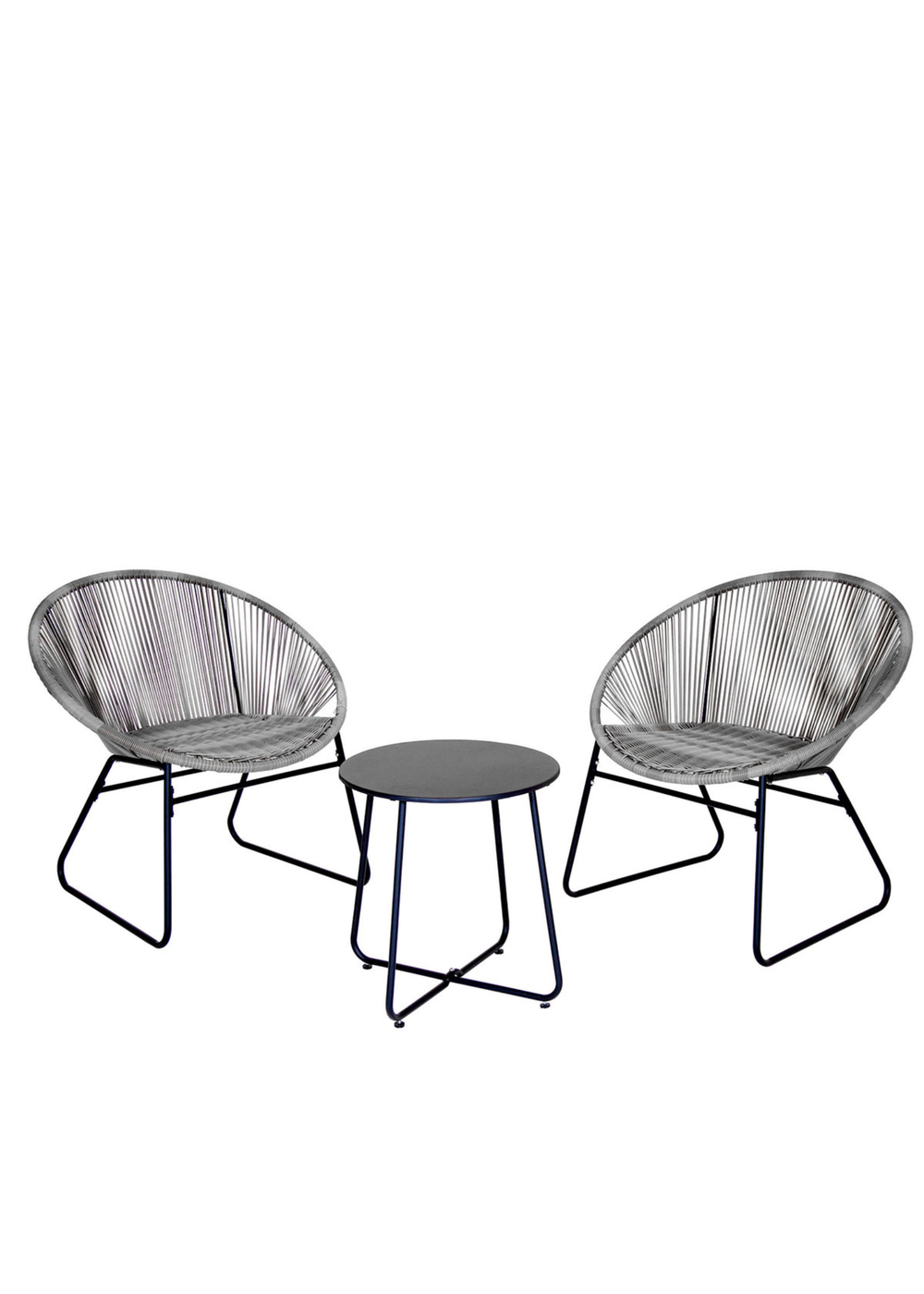 Charles Bentley Zanzibar Tea for Two Bistro Set Grey Cafe 2 Chairs and Table (3 Piece) - One Size Image 2
