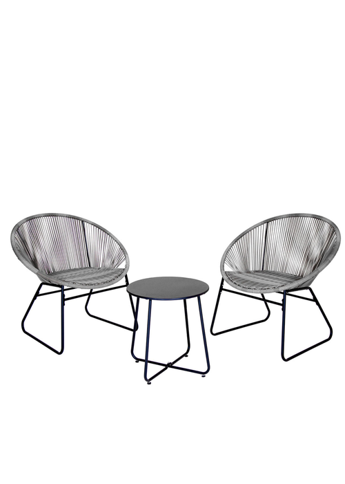Charles Bentley Zanzibar Tea for Two Bistro Set Grey Cafe 2 Chairs and Table (3 Piece) - One Size Image 2