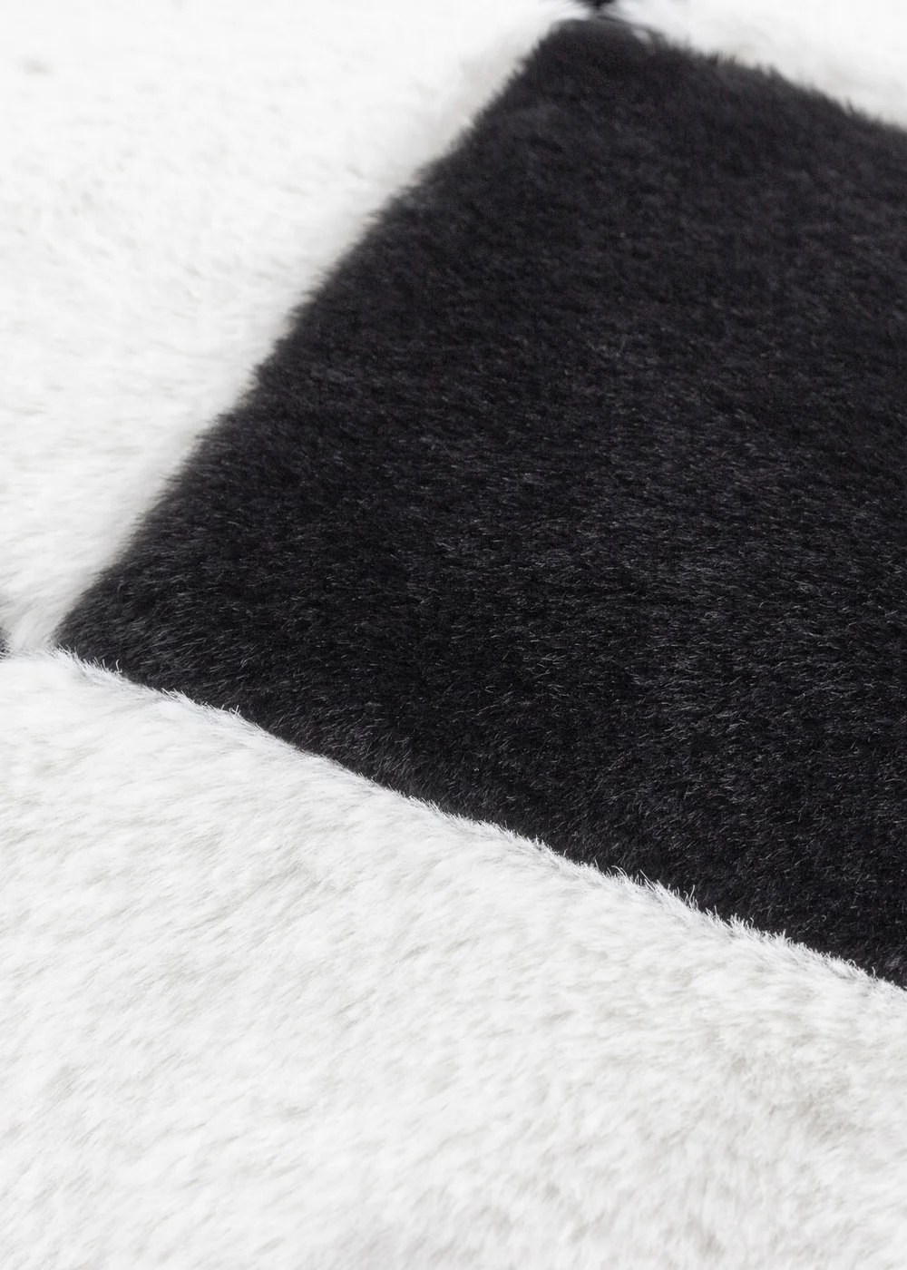 Heya Home Cozee Check Faux Fur Filled Cushion (50 x 50 x 8 cm) - One Size Image 5