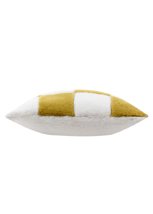Heya Home Cozee Check Faux Fur Filled Cushion (50 x 50 x 8 cm) - One Size Image 4