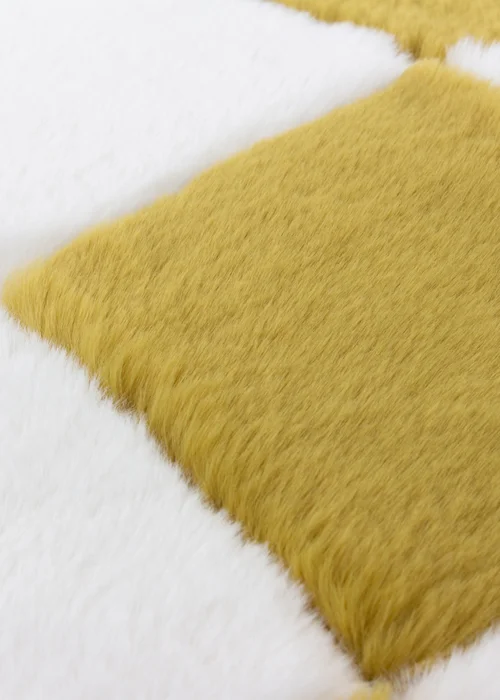 Heya Home Cozee Check Faux Fur Filled Cushion (50 x 50 x 8 cm) - One Size Image 5