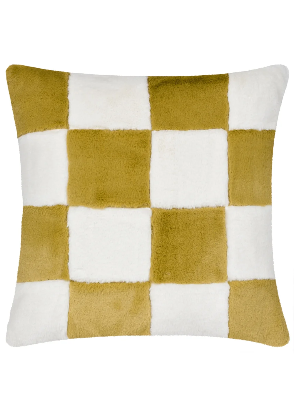 Heya Home Cozee Check Faux Fur Filled Cushion (50 x 50 x 8 cm) - One Size Image 2
