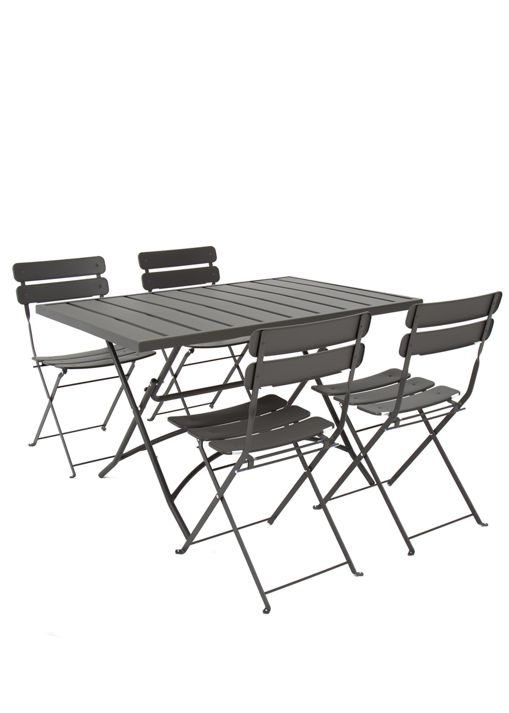 Charles Bentley Metal Powder Coated Rectangular Dark Grey Dining Set (4 Seater) - One Size Image 1