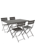 Charles Bentley Metal Powder Coated Rectangular Dark Grey Dining Set (4 Seater) - One Size Image 1