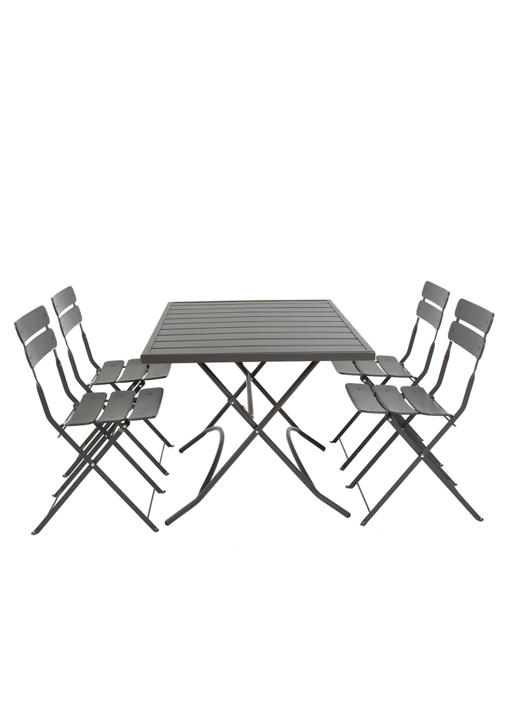Charles Bentley Metal Powder Coated Rectangular Dark Grey Dining Set (4 Seater) - One Size Image 3
