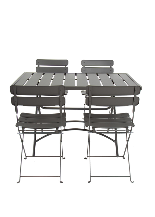 Charles Bentley Metal Powder Coated Rectangular Dark Grey Dining Set (4 Seater) - One Size Image 2