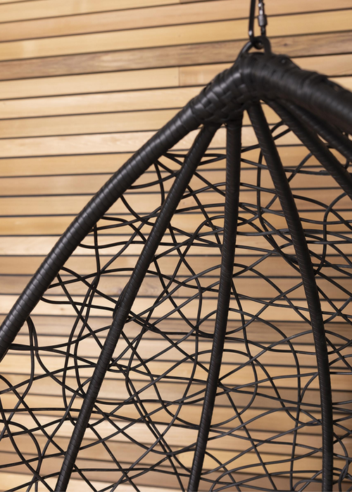 Charles Bentley Garden Wicker Rattan Patio Hanging Black Swing Chair Seat (H200 x W99 x D73cm) - One Size Image 2