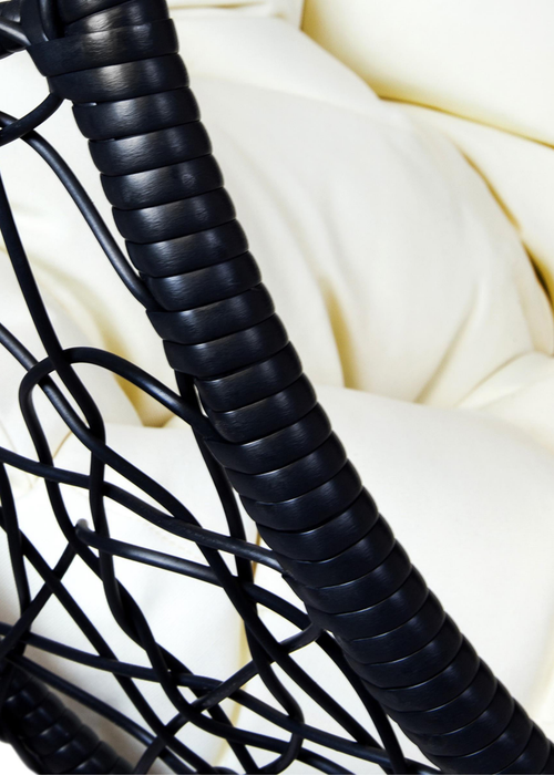 Charles Bentley Garden Wicker Rattan Patio Hanging Black Swing Chair Seat (H200 x W99 x D73cm) - One Size Image 4