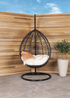 Charles Bentley Garden Wicker Rattan Patio Hanging Black Swing Chair Seat (H200 x W99 x D73cm) - One Size Image 1