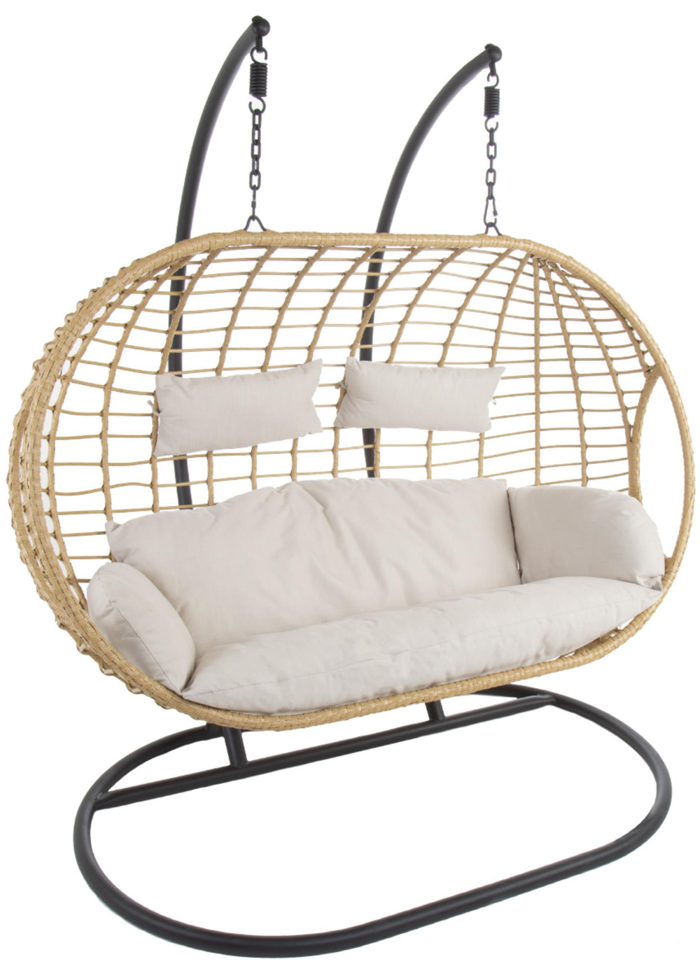 Charles Bentley Double Natural Hanging Swing Chair Seat (H196 x D117 x W167cm) - One Size Image 1
