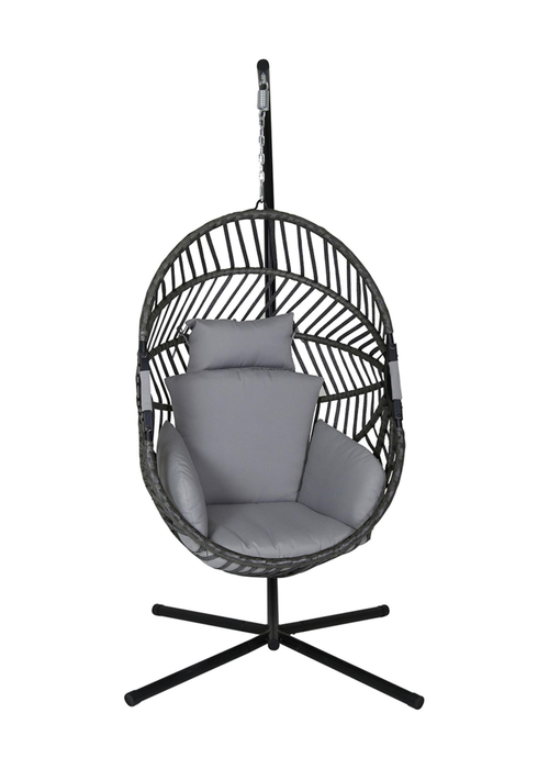 Charles Bentley Egg Shaped Grey Swing Chair Hanging Seat (H203 x D126 x W126cm) - One Size Image 2