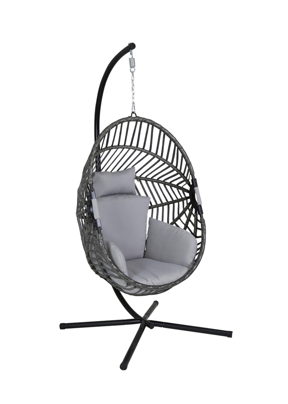 Charles Bentley Egg Shaped Grey Swing Chair Hanging Seat (H203 x D126 x W126cm) - One Size Image 1