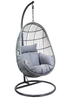 Charles Bentley Hanging Egg Shaped Rattan Grey Swing Chair With Cushion (H195 x W95 x D80cm) - One Size Image 2