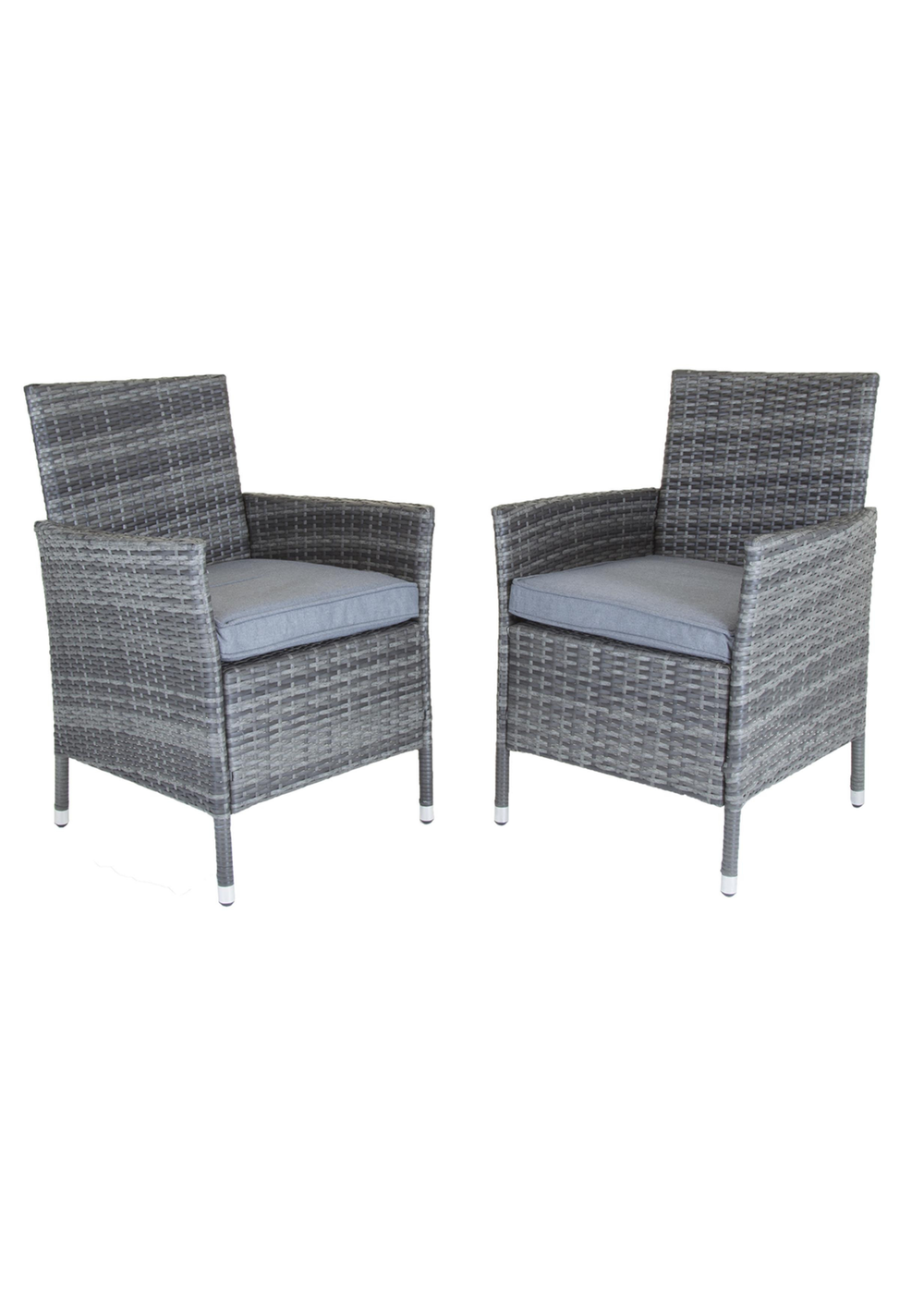 Charles Bentley Garden Outdoor Pair of Rattan Grey Dining Chairs (H86 x W60 x D60cm) - One Size Image 1