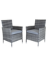 Charles Bentley Garden Outdoor Pair of Rattan Grey Dining Chairs (H86 x W60 x D60cm) - One Size Image 1