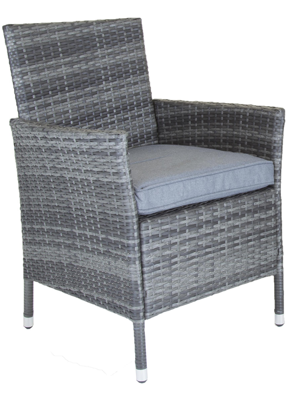 Charles Bentley Garden Outdoor Pair of Rattan Grey Dining Chairs (H86 x W60 x D60cm) - One Size Image 2