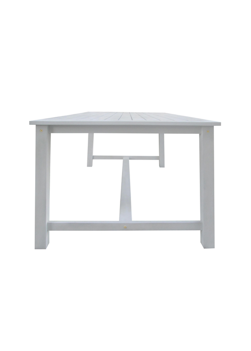 Charles Bentley FSC Acacia White Washed Wooden Bench Dining Set (4-6 Seater) - One Size Image 4