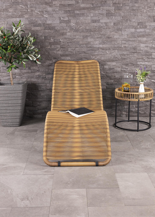 Charles Bentley Zanzibar Sun Lounger Bed Natural Sunbed Seat Garden Rattan (H76 x L59 X W161cm) - One Size Image 2