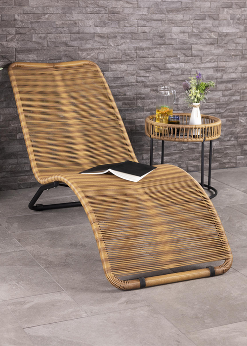 Charles Bentley Zanzibar Sun Lounger Bed Natural Sunbed Seat Garden Rattan (H76 x L59 X W161cm) - One Size Image 1