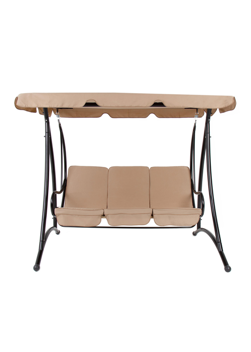Charles Bentley Premium Beige Swing Seat Bench with Canopy 3 Seater (W201 x D119 x H170 cm) - One Size Image 3