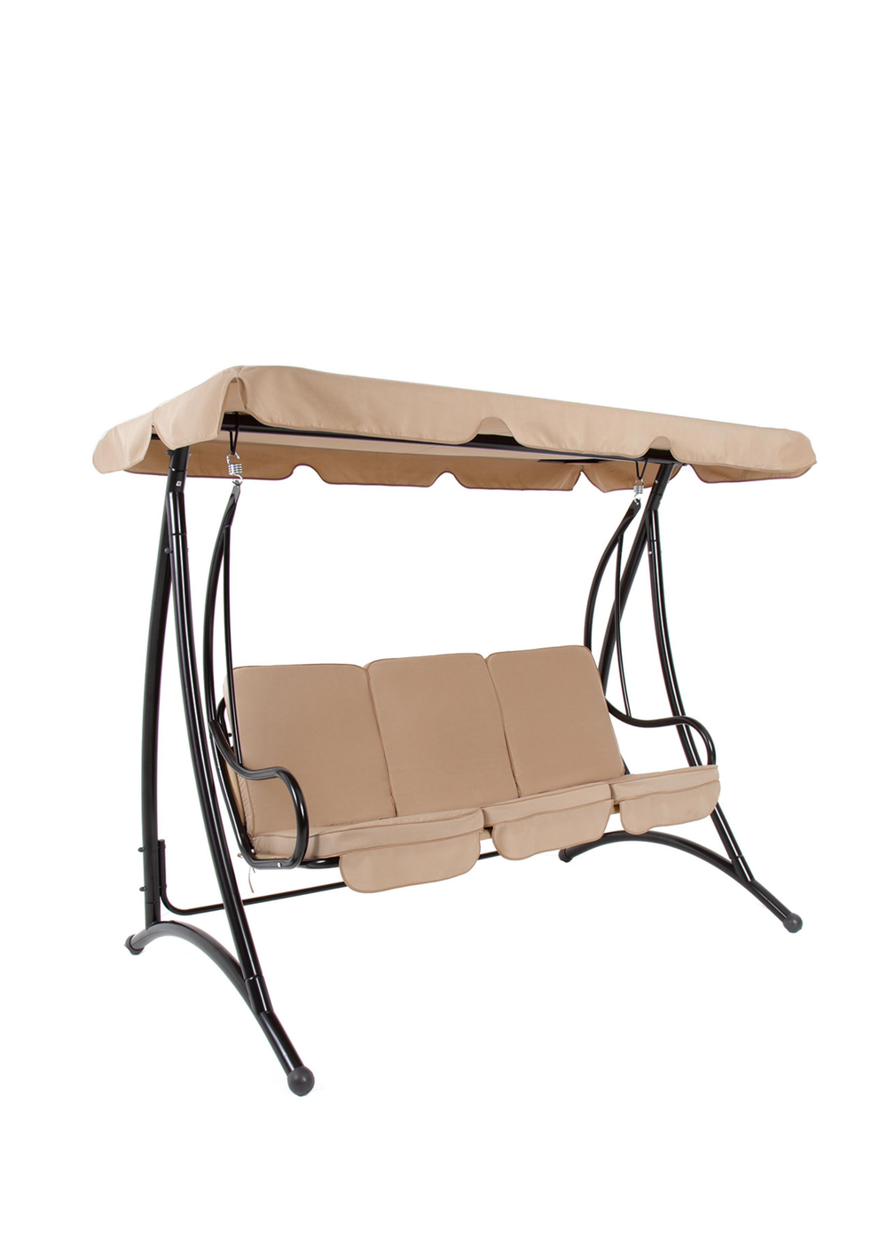 Charles Bentley Premium Beige Swing Seat Bench with Canopy 3 Seater (W201 x D119 x H170 cm) - One Size Image 1