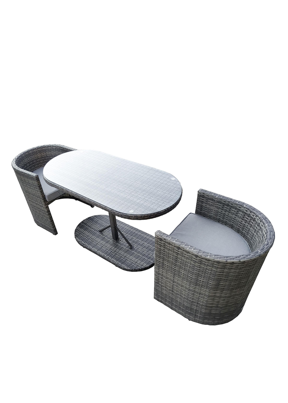 Charles Bentley St Tropez Rattan Grey Bistro Set (2 Seater) - One Size Image 3