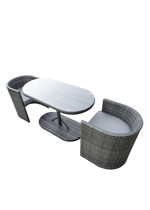 Charles Bentley St Tropez Rattan Grey Bistro Set (2 Seater) - One Size Image 3