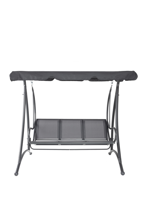 Charles Bentley Grey Swing Seat Bench Hammock with Canopy 3 Seater (H170 x D121 x W194cm) - One Size Image 2