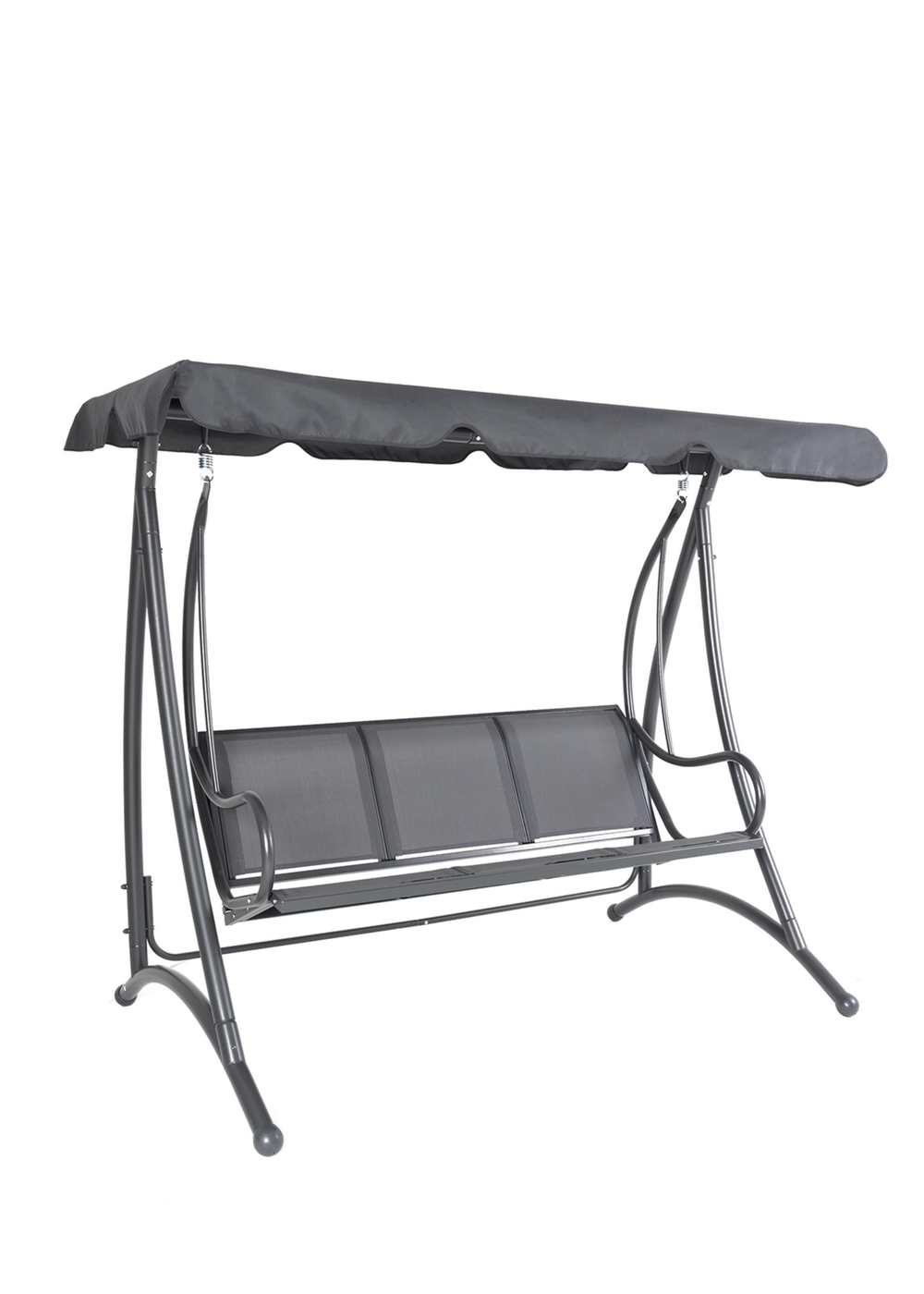 Charles Bentley Grey Swing Seat Bench Hammock with Canopy 3 Seater (H170 x D121 x W194cm) - One Size Image 1