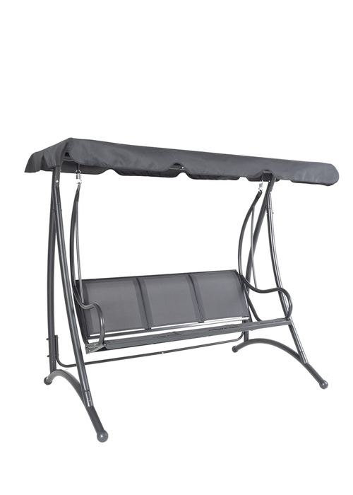 Charles Bentley Grey Swing Seat Bench Hammock with Canopy 3 Seater (H170 x D121 x W194cm) - One Size Image 1
