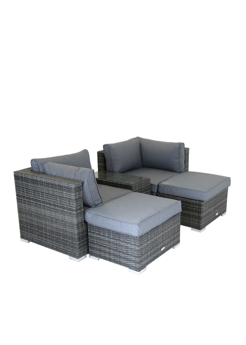 Charles Bentley Multi-Use Rattan Grey Lounge Set Love Seat Footstool (2/3 Seater) - One Size Image 3