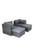 Charles Bentley Multi-Use Rattan Grey Lounge Set Love Seat Footstool (2/3 Seater) - One Size Image 3