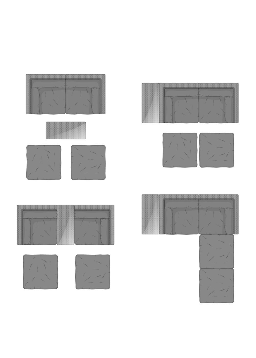 Charles Bentley Multi-Use Rattan Grey Lounge Set Love Seat Footstool (2/3 Seater) - One Size Image 5