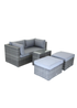 Charles Bentley Multi-Use Rattan Grey Lounge Set Love Seat Footstool (2/3 Seater) - One Size Image 1