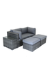 Charles Bentley Multi-Use Rattan Grey Lounge Set Love Seat Footstool (2/3 Seater) - One Size Image 2