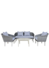 Charles Bentley Grey Wicker Madrid Lounge Set Sofa Chairs Coffee Table (4 Seater) - One Size Image 1