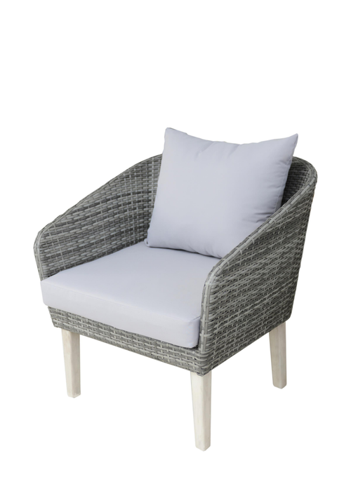 Charles Bentley Grey Wicker Madrid Lounge Set Sofa Chairs Coffee Table (4 Seater) - One Size Image 5