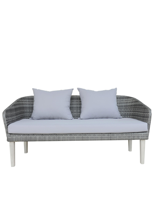 Charles Bentley Grey Wicker Madrid Lounge Set Sofa Chairs Coffee Table (4 Seater) - One Size Image 3