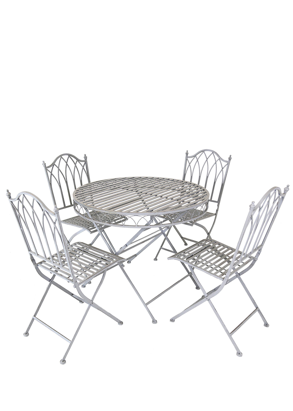 Charles Bentley Rustic Wrought Iron Outdoor Grey Bistro Set 5 Piece (4 Seater) - One Size Image 2