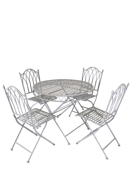 Charles Bentley Rustic Wrought Iron Outdoor Grey Bistro Set 5 Piece (4 Seater) - One Size Image 2